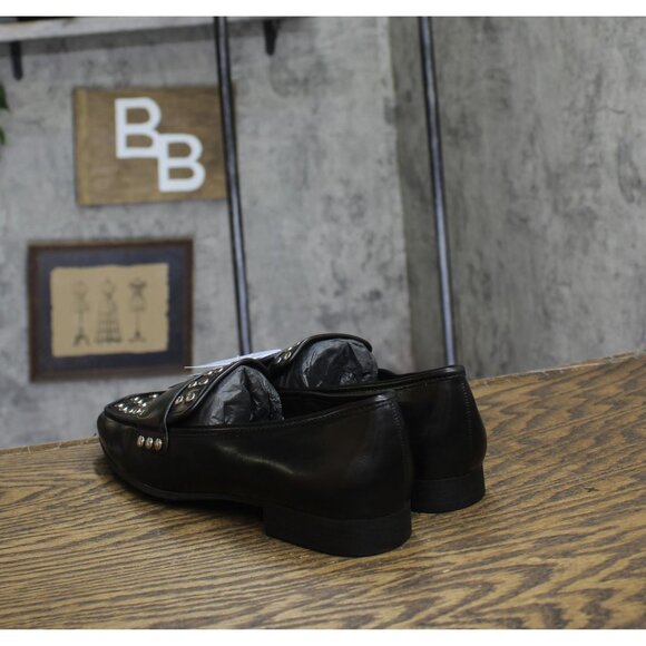 Aerosoles Womens Studded Tailored Loafer Faux Leather Black / Silver 8M - Picture 2 of 11